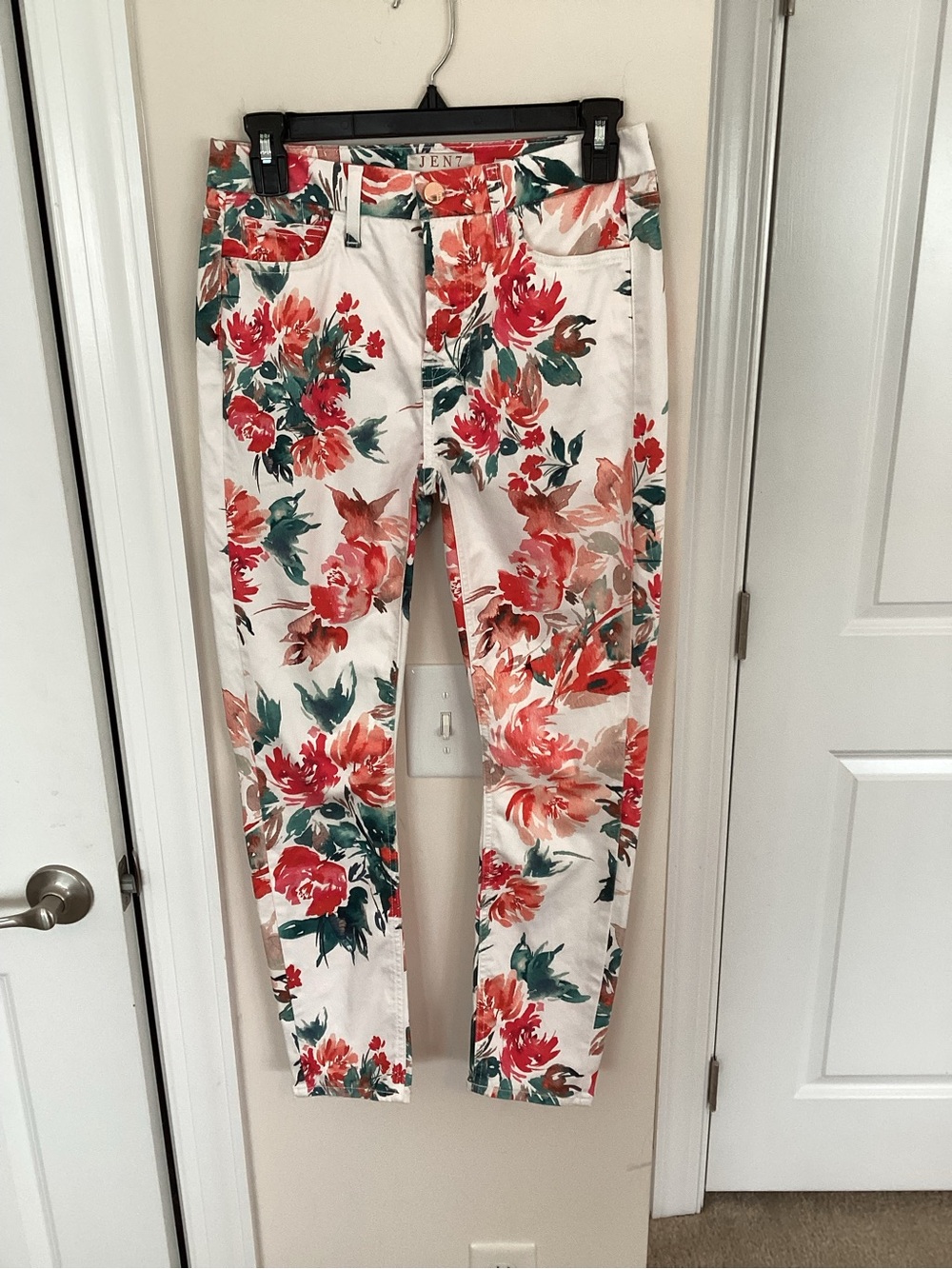 Jen 7 For All Mankind Ivory Sateen Ankle Skinny Jeans, 4 petite